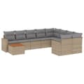 Miniatyrbillede 1 af 3: vidaXL sofasæt til haven 10 dele med hynder polyrattan beige