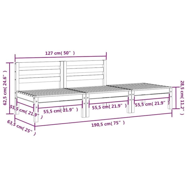 vidaXL Hagesofa 3-seters heltre douglasgran