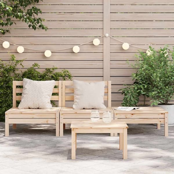 vidaXL Hagesofa 3-seters heltre furu