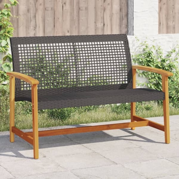 vidaXL Hagebenk svart 112 cm polyrotting og akasie
