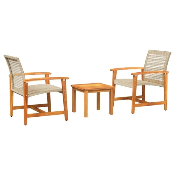 vidaXL Bistrosett 3 deler beige polyrotting og akasie