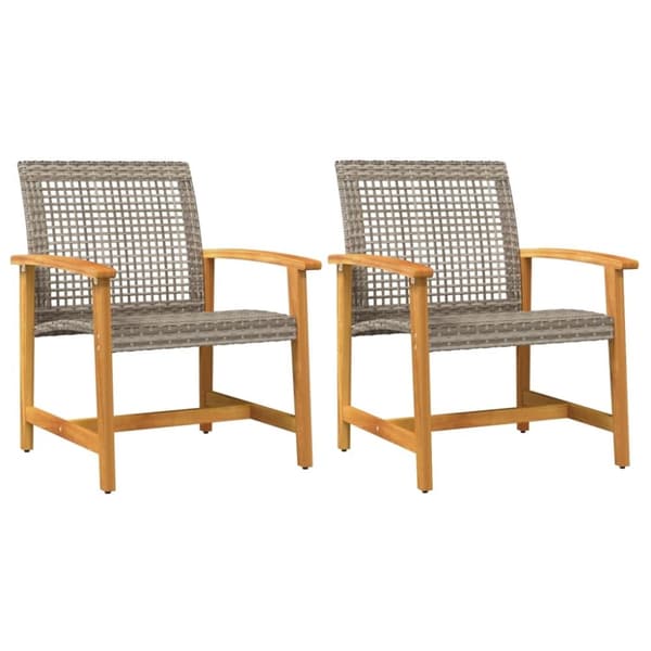 vidaXL havestole 2 stk. polyrattan og akacietræ grå