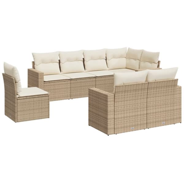 vidaXL sofasæt til haven 8 dele med hynder polyrattan beige