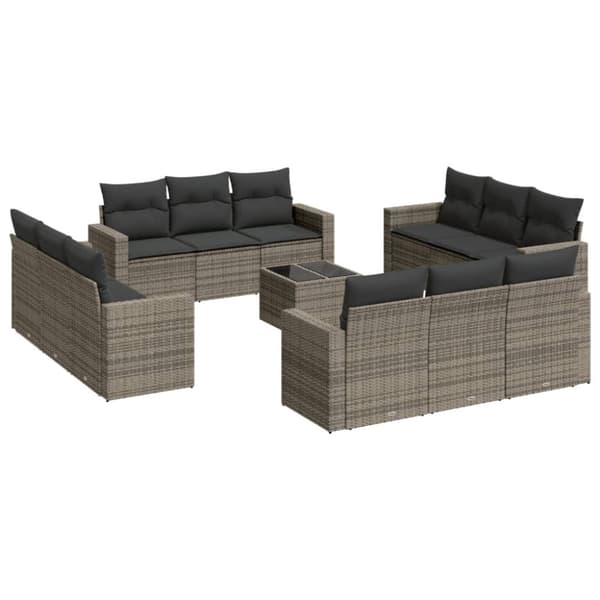 vidaXL sofasæt til haven 13 dele med hynder polyrattan grå