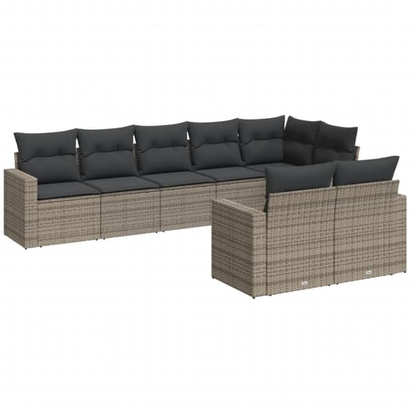 vidaXL sofasæt til haven 8 dele med hynder polyrattan grå