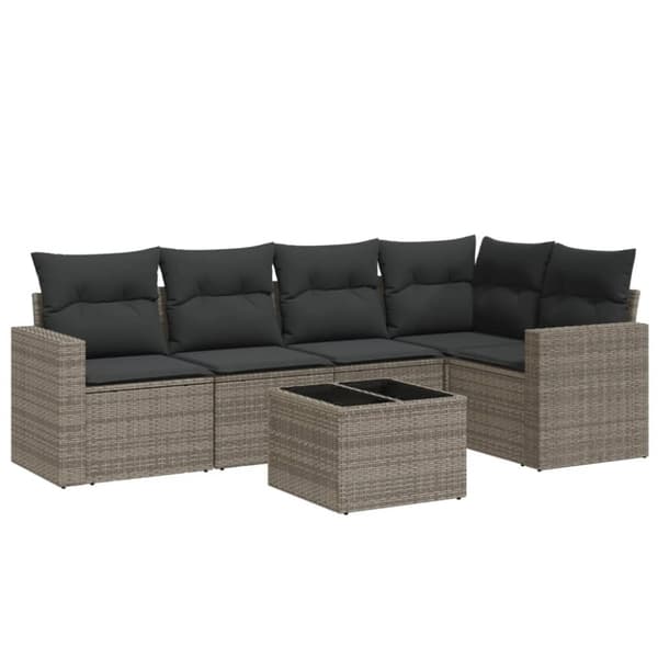 vidaXL sofasæt til haven 6 dele med hynder polyrattan grå