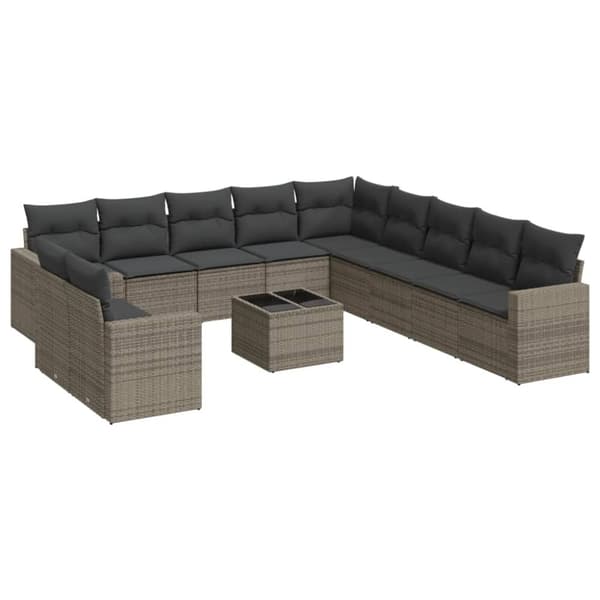 vidaXL sofasæt til haven 12 dele med hynder polyrattan grå