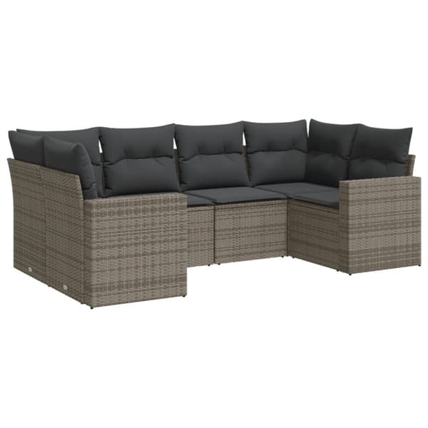 vidaXL sofasæt til haven 6 dele med hynder polyrattan grå