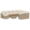 Miniatyrbillede 1 af 3: vidaXL sofasæt til haven 11 dele med hynder polyrattan beige