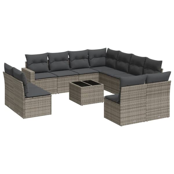 vidaXL sofasæt til haven 12 dele med hynder polyrattan grå