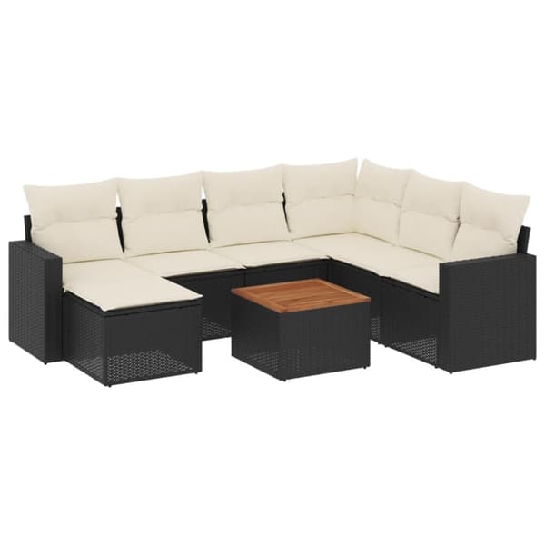 vidaXL sofasæt til haven 8 dele med hynder polyrattan sort