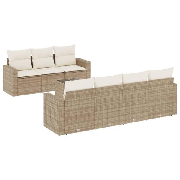 vidaXL sofasæt til haven 8 dele med hynder polyrattan beige