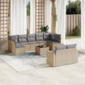 Miniatyrbillede 3 af 3: vidaXL sofasæt til haven 10 dele med hynder polyrattan beige