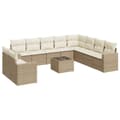 Miniatyrbillede 1 af 3: vidaXL sofasæt til haven 11 dele med hynder polyrattan beige