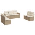 Miniatyrbillede 1 af 3: vidaXL sofasæt til haven 7 dele med hynder polyrattan beige
