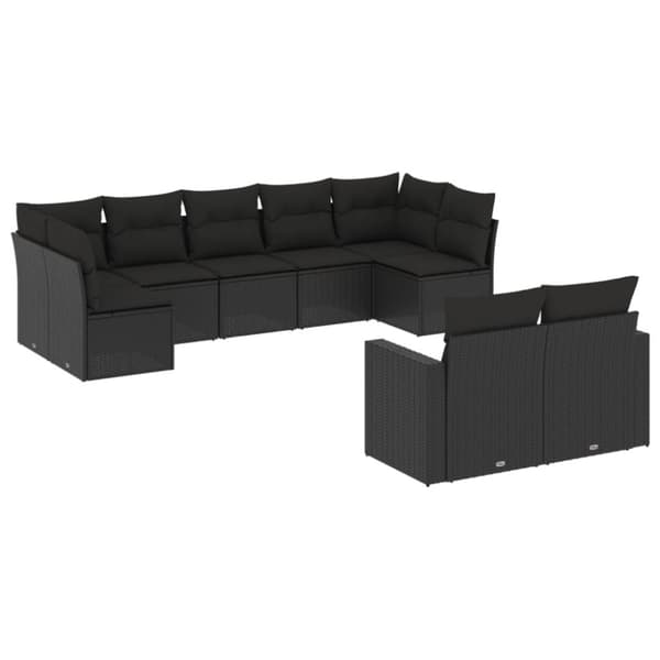 vidaXL sofasæt til haven 9 dele med hynder polyrattan sort