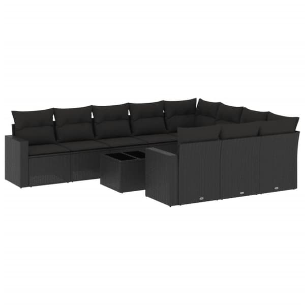 vidaXL sofasæt til haven 11 dele med hynder polyrattan sort
