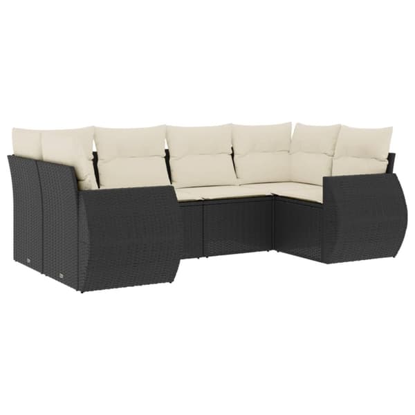 vidaXL sofasæt til haven 6 dele med hynder polyrattan sort