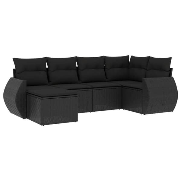 vidaXL Loungegrupp med dynor 6 delar svart konstrotting