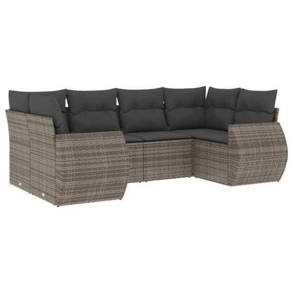 vidaXL sofasæt til haven 6 dele med hynder polyrattan grå