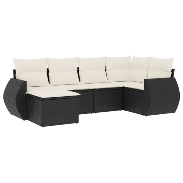 vidaXL sofasæt til haven 6 dele med hynder polyrattan sort