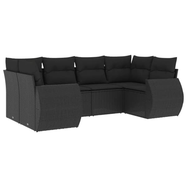 vidaXL Loungegrupp med dynor 6 delar svart konstrotting