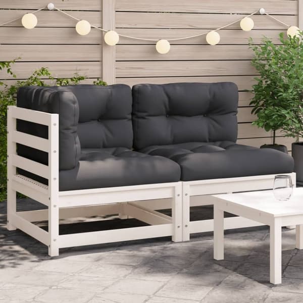 vidaXL 2-personers havesofa med hynder massivt fyrretræ