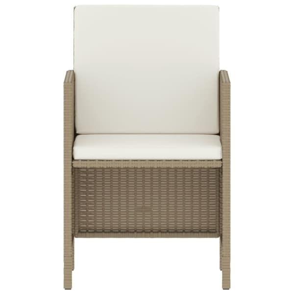 vidaXL Matgrupp med dynor för trädgården 6 delar beige konstrotting