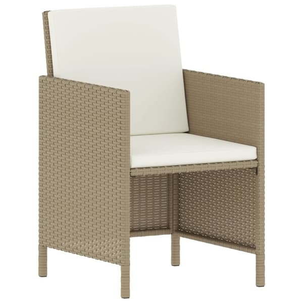 vidaXL Matgrupp med dynor för trädgården 6 delar beige konstrotting