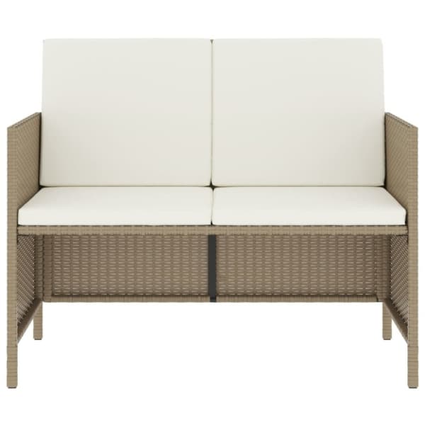 vidaXL Matgrupp med dynor för trädgården 6 delar beige konstrotting