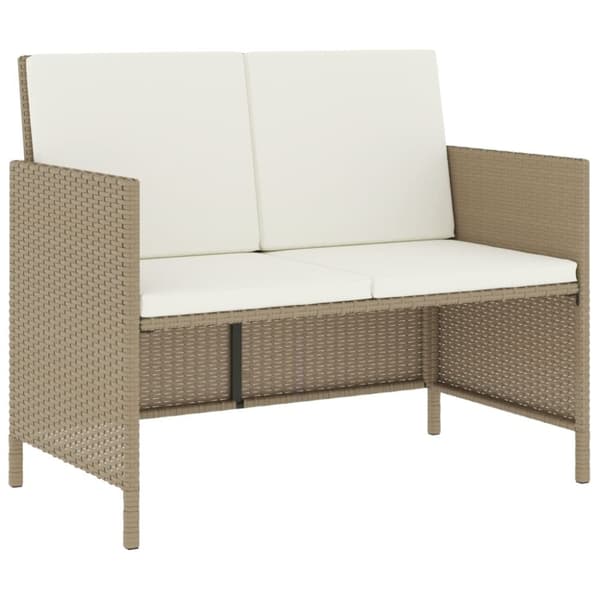 vidaXL Matgrupp med dynor för trädgården 6 delar beige konstrotting