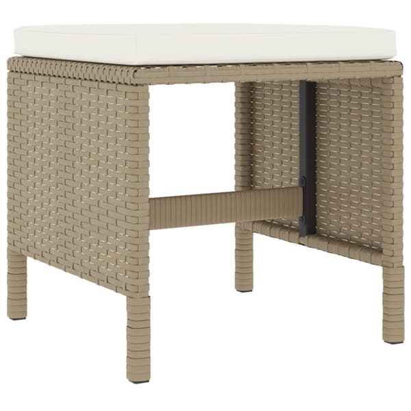 vidaXL Matgrupp med dynor för trädgården 6 delar beige konstrotting