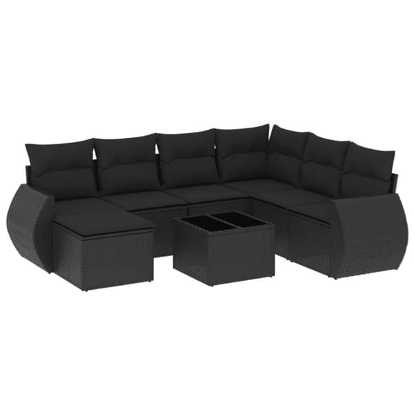 vidaXL Loungegrupp för trädgården med dynor 8 delar svart konstrotting