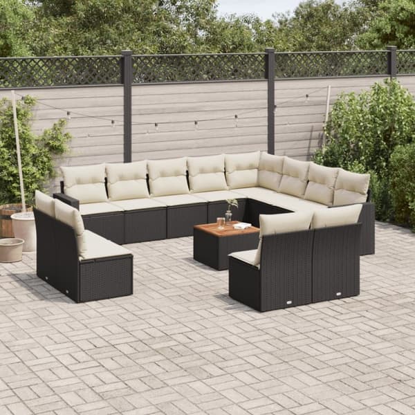 vidaXL sofasæt til haven 13 dele med hynder polyrattan sort