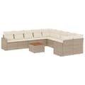 Miniatyrbillede 1 af 3: vidaXL sofasæt til haven 11 dele med hynder polyrattan beige