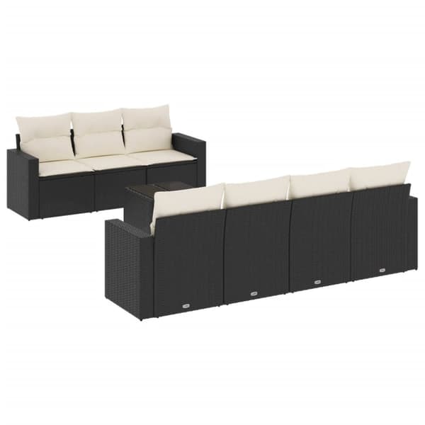 vidaXL sofasæt til haven 8 dele med hynder polyrattan sort