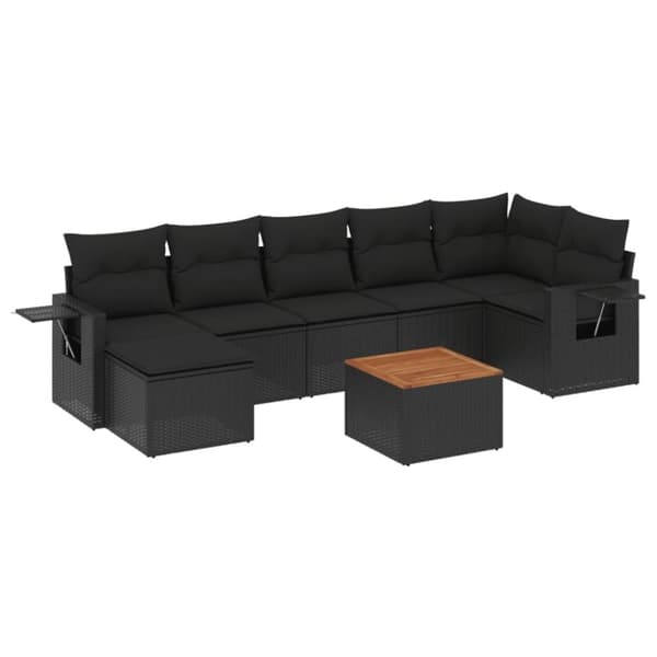 vidaXL sofasæt til haven 8 dele med hynder polyrattan sort