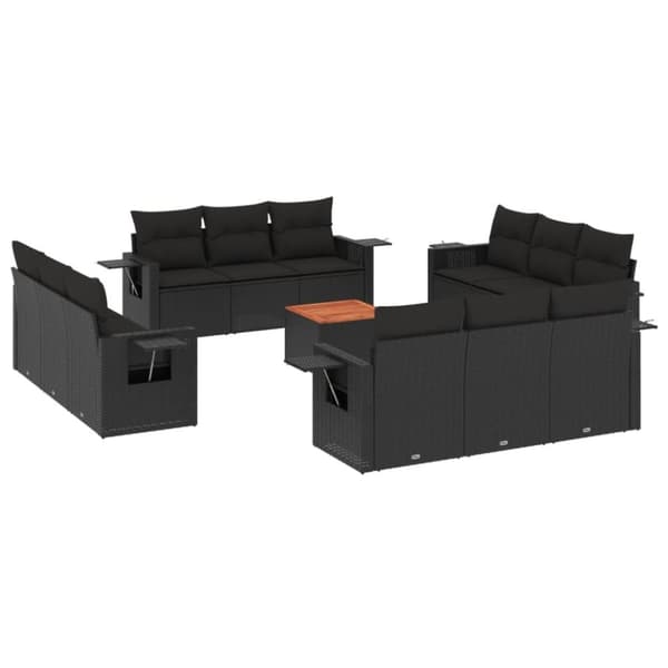 vidaXL sofasæt til haven 13 dele med hynder polyrattan sort