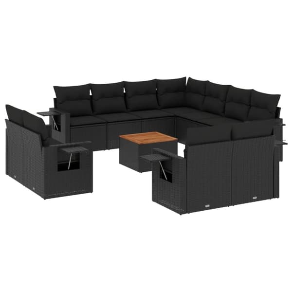 vidaXL sofasæt til haven 12 dele med hynder polyrattan sort