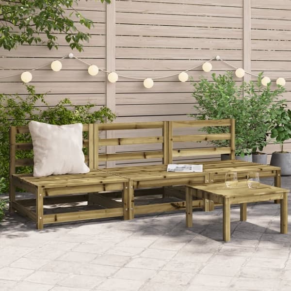 vidaXL Käsinojaton puutarhansohva 3 kpl 70x70x67 cm kyllästetty mänty