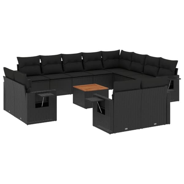 vidaXL sofasæt til haven 13 dele med hynder polyrattan sort