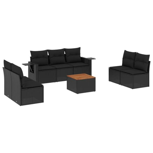 vidaXL sofasæt til haven 8 dele med hynder polyrattan sort