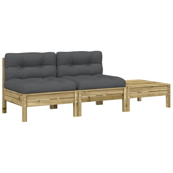 vidaXL 2-personers havesofa med hynder og fodskammel