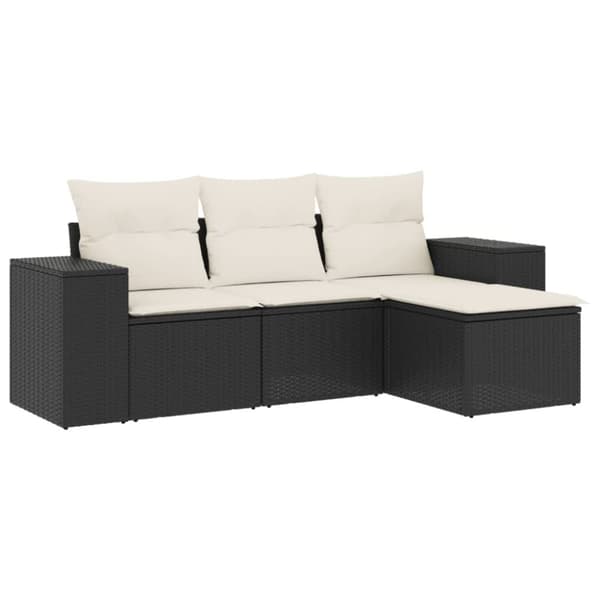 vidaXL sofasæt til haven 4 dele med hynder polyrattan sort