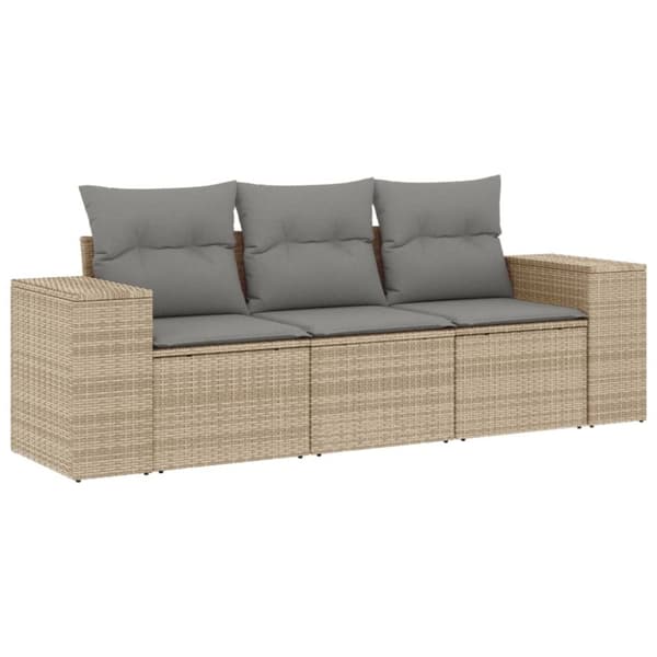 vidaXL sofasæt til haven 3 dele med hynder polyrattan beige