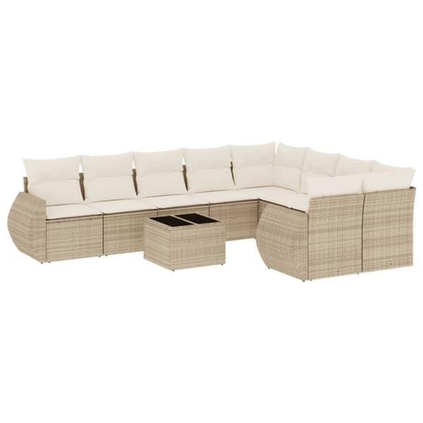 vidaXL sofasæt til haven 10 dele med hynder polyrattan beige