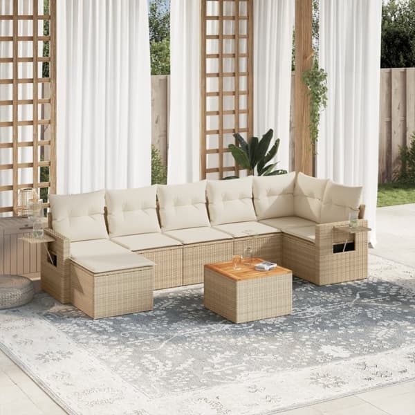 vidaXL sofasæt til haven 8 dele med hynder polyrattan beige