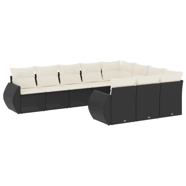 vidaXL sofasæt til haven 10 dele med hynder polyrattan sort
