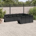 Miniatyrbillede 2 af 11: vidaXL sofasæt til haven 10 dele med hynder polyrattan sort