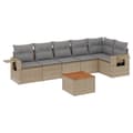 Miniatyrbillede 1 af 11: vidaXL sofasæt til haven 7 dele med hynder polyrattan beige